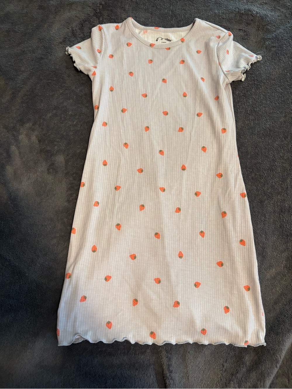 art class White Ribbed Dress with Strawberry Print